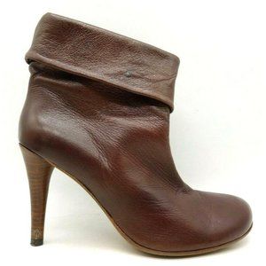 Harlot Brown Leather Slip On High Heel Ankle Boots Shoes Women's 39 / 8